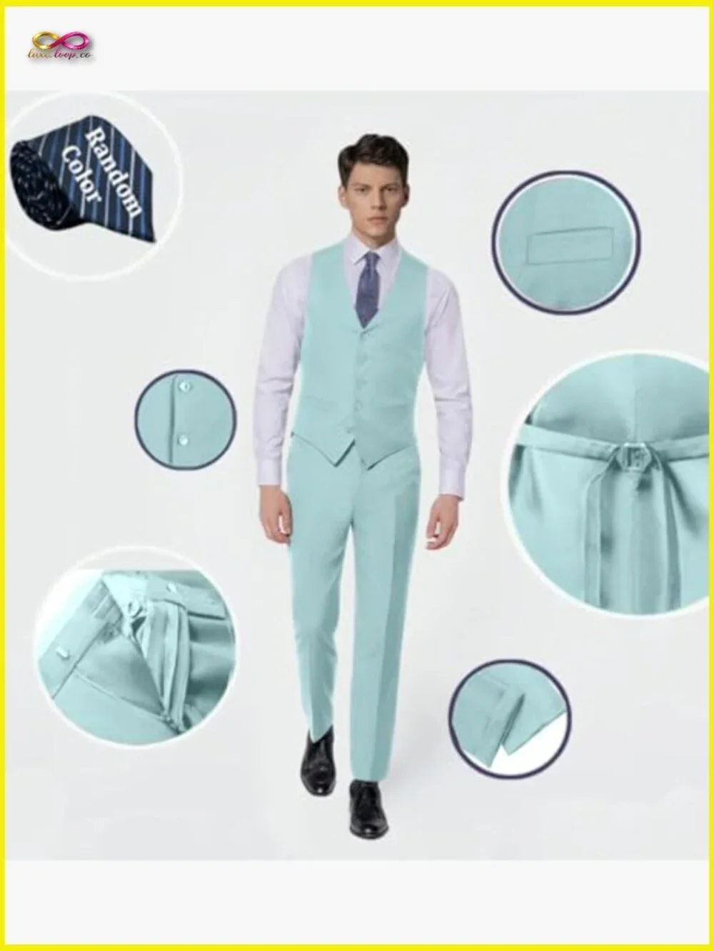 Slim Fit Modern Suit Vest Pants Set Classic Formal Wedding Business Attire